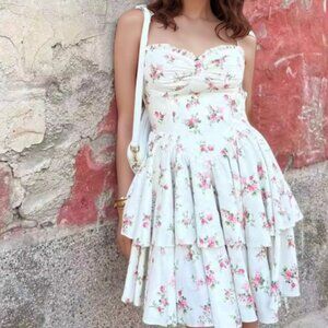 Floral Layered Cami Dress with Ruffle Details | Mini Formal Dress